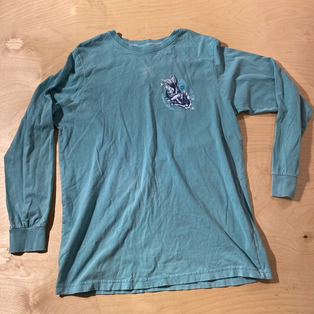 U.S. Vintage Aqua Long Sleeve Carolina Beach NC Top Large (NO)